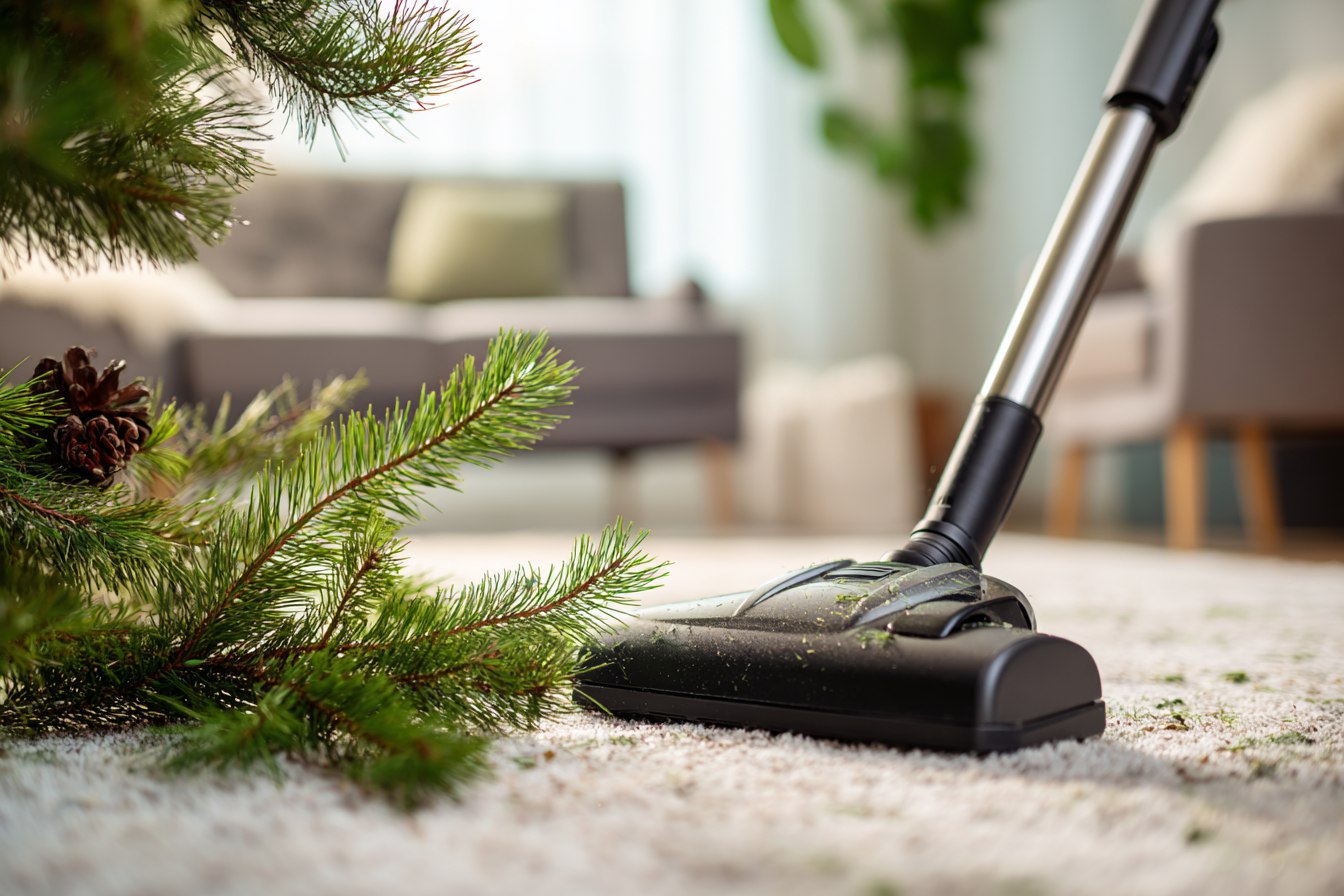 Уборка иголок пылесосом